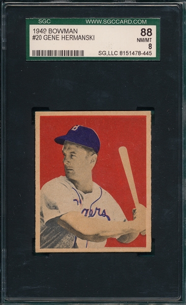 1949 Bowman #20 Gene Hermanski SGC 88
