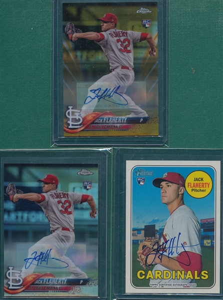 2018 Topps Chrome Update/Heritage/Chrome Update Gold, Jack Flaherty, Rookie, Autos, Lot of (3)