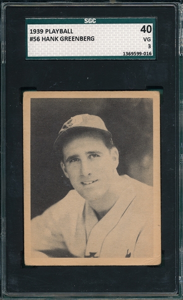 1939 Play Ball #56 Hank Greenberg SGC 40