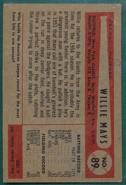 1954 Bowman #89 Willie Mays