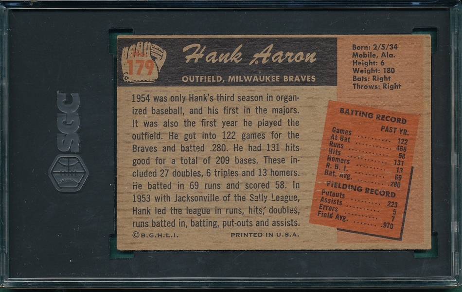 1955 Bowman #179 Hank Aaron SGC 2.5