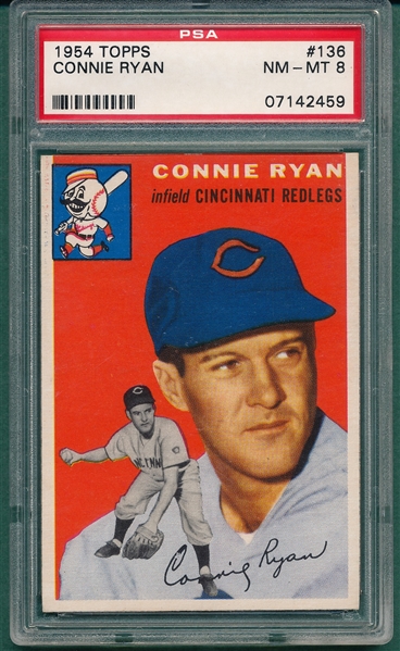 1954 Topps #136 Connie Ryan PSA 8