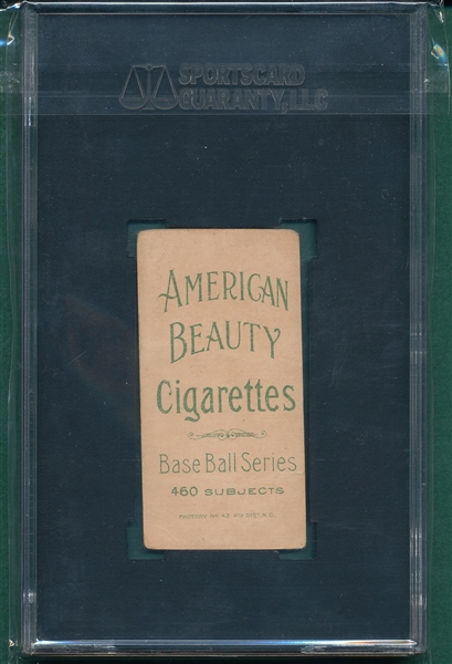 1909-1911 T206 Jennings, Both Hands, American Beauty Cigarettes SGC 20 *460 No Frame*