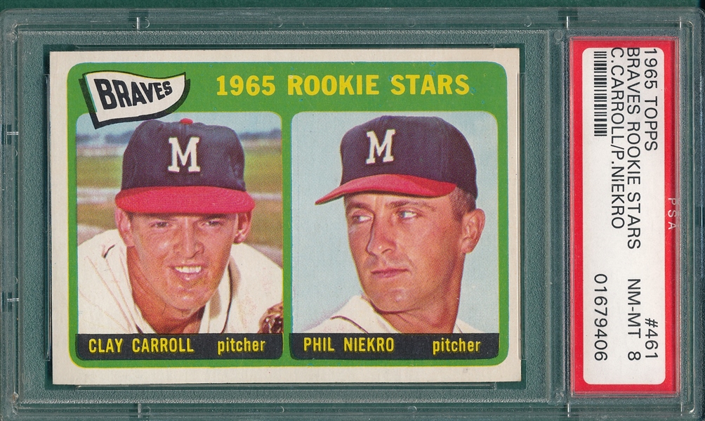 1965 Topps #461 Phil Niekro PSA 8 