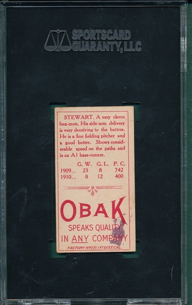 1911 T212-3 Stewart Obak Cigarettes SGC 60 *Stamped*