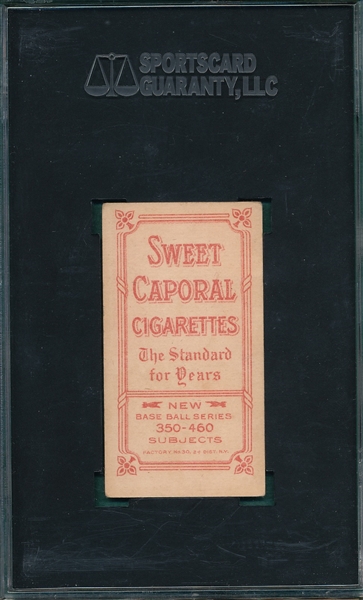 1909-1911 T206 Crandall, Portrait With Cap, Sweet Caporal Cigarettes, SGC 40 *Factory 30* 
