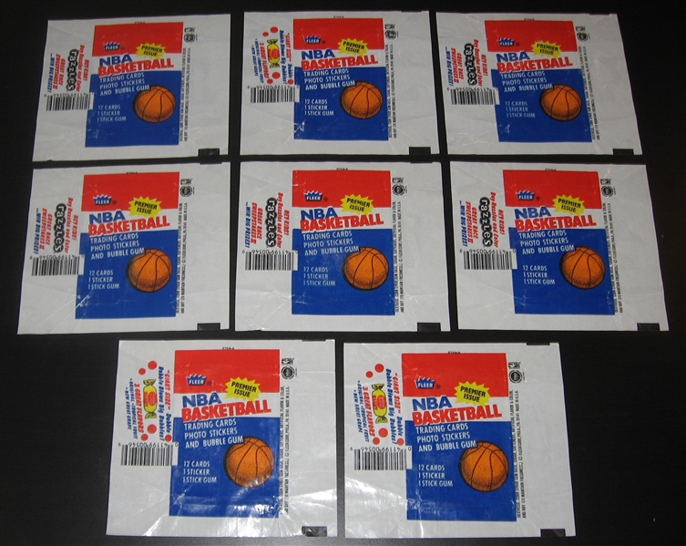 1986 Fleer Basketball Wrappers Lot of (8)