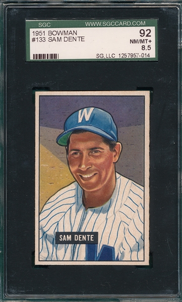 1951 Bowman #133 Sam Dente SGC 92