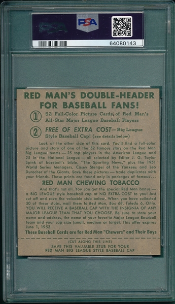 1952 Red Man #15 Willie Mays PSA 2.5