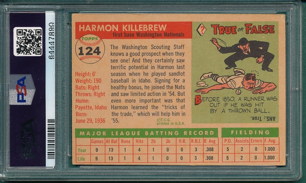 1955 Topps #124 Harmon Killebrew PSA 3
