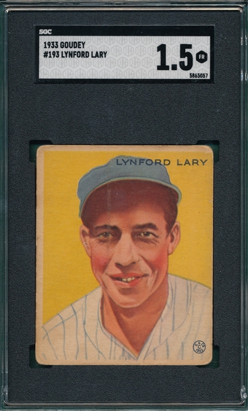 1933 Goudey #193 Lynford Lary SGC 1.5