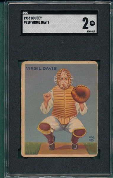 1933 Goudey #210 Virgil Davis SGC 2