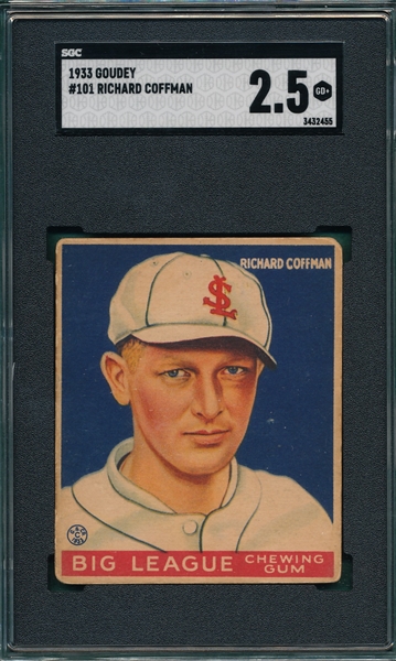 1933 Goudey #101 Richard Coffman SGC 2.5