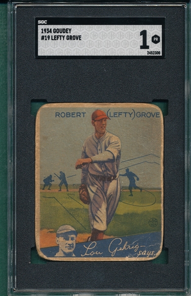 1934 Goudey #19 Lefty Grove SGC 1