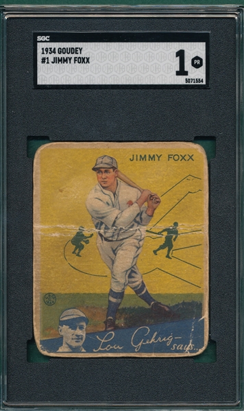 1934 Goudey #1 Jimmy Foxx SGC 1