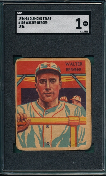 1934-36 Diamond Stars #108 Walter Berger SGC 1 *Hi #*