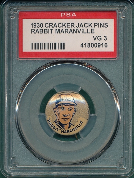 1930 Cracker Jack Pins Maranville PSA 3