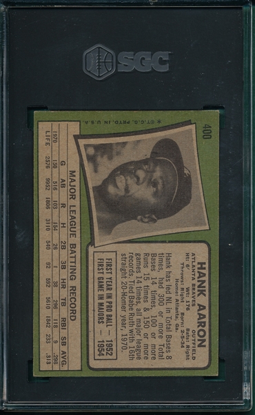 1971 Topps #400 Hank Aaron SGC 4.5