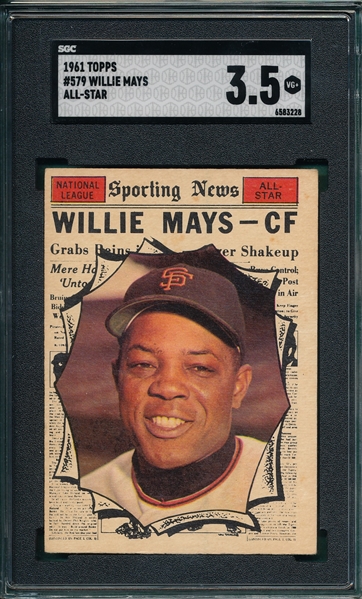 1961 Topps #579 Willie Mays, AS, SGC 3.5 *Hi #* 