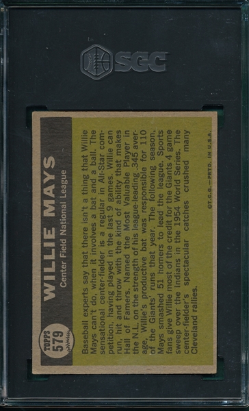 1961 Topps #579 Willie Mays, AS, SGC 3.5 *Hi #* 