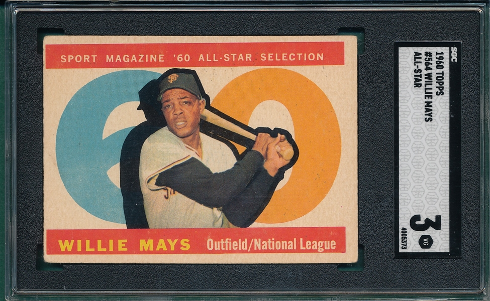 1960 Topps #564 Willie Mays, AS, SGC 3 *Hi #* 