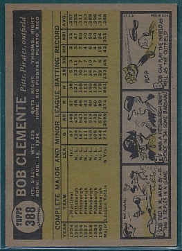 1961 Topps #388 Bob Clemente 