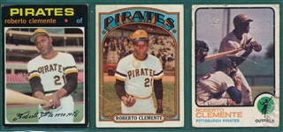1971-73 Topps Lot of (3) Bob Clemente 