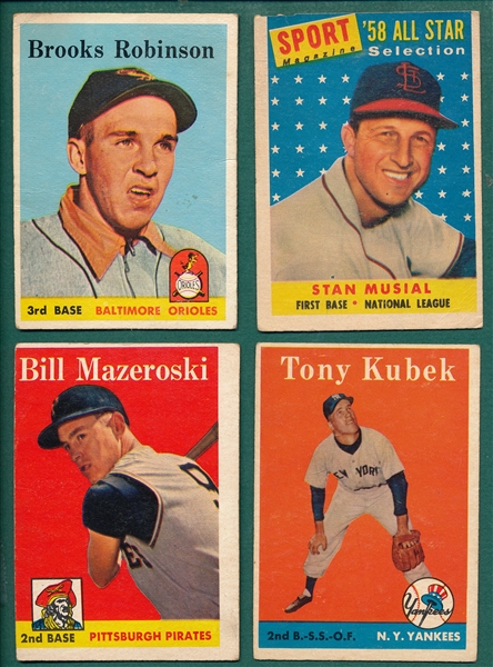 1958 Topps Lot of (4) W/ Musial, AS