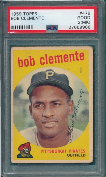 1959 Topps #478 Bob Clemente PSA 2 (MK)