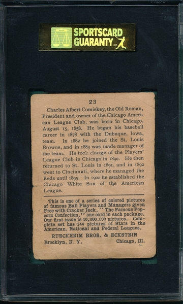 1914 Cracker Jack #23 Charles Comiskey SGC 10