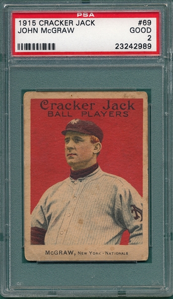 1915 Cracker Jack #69 John McGraw PSA 2