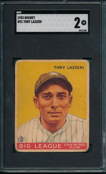 1933 Goudey #31 Tony Lazzeri SGC 2