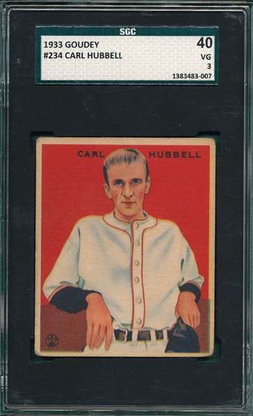 1933 Goudey #234 Carl Hubbell SGC 40