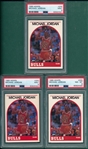 1989 Hoops #200 Michael Jordan, Lot of (3), PSA