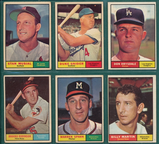 1961 Topps Lot of (6) All Stars W/ #290 Musial