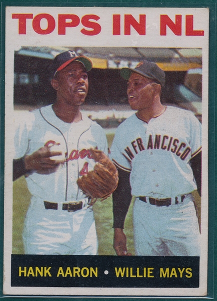 1964 Topps #423 Topps In NL W/ Aaron & Mays
