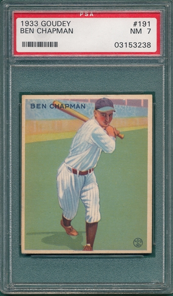1933 Goudey #191 Ben Chapman PSA 7