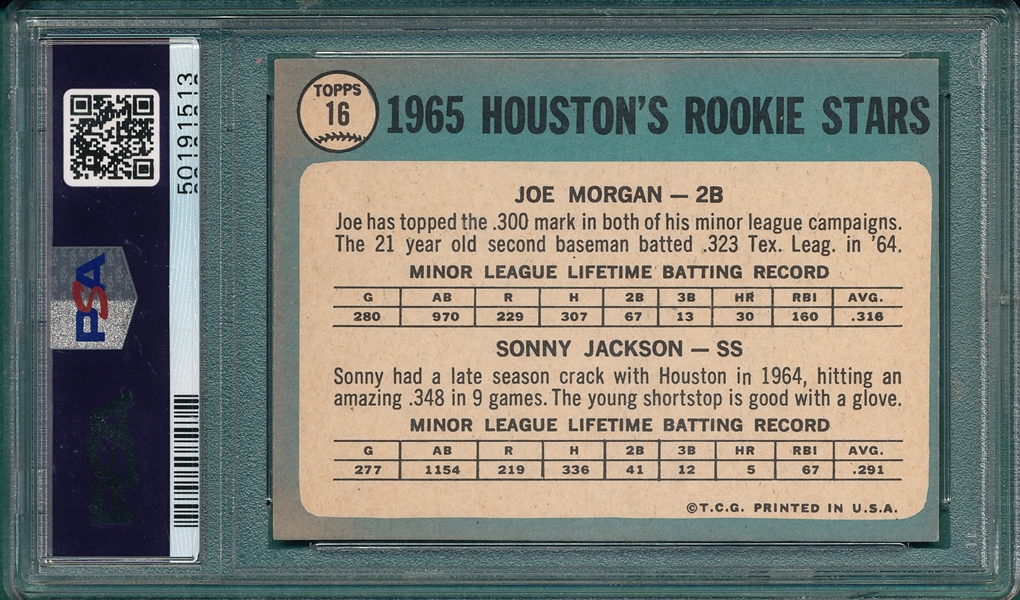 1965 Topps #16 Joe Morgan PSA 7 *Rookie*