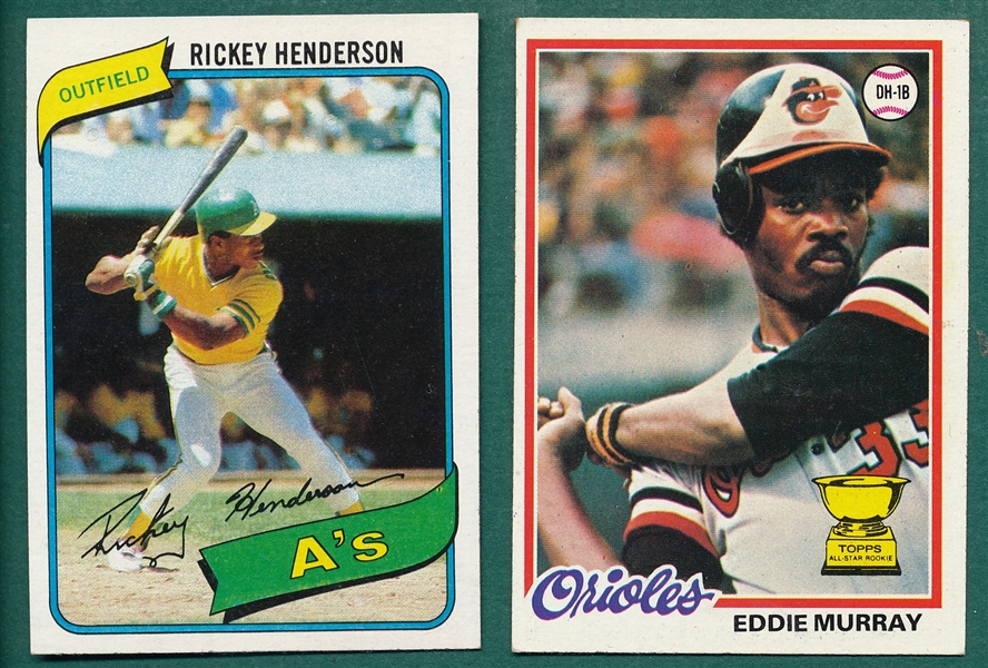 1978 Topps #36 Murray & 1980 #482 Rickey Henderson, Lot of (2) Rookies