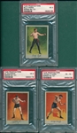 1910 T225 Prizefighters Kaufman, OLeary & Papke, Lot of (3) PSA