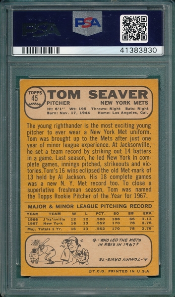 1968 Topps #45 Tom Seaver PSA 5