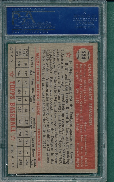 1952 Topps #225 Bruce Edwards PSA 6