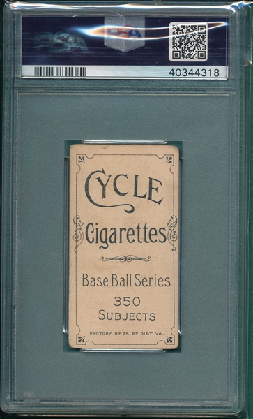 1909-1911 T206 Rhoades, Hands At Chest, Cycle Cigarettes PSA 3