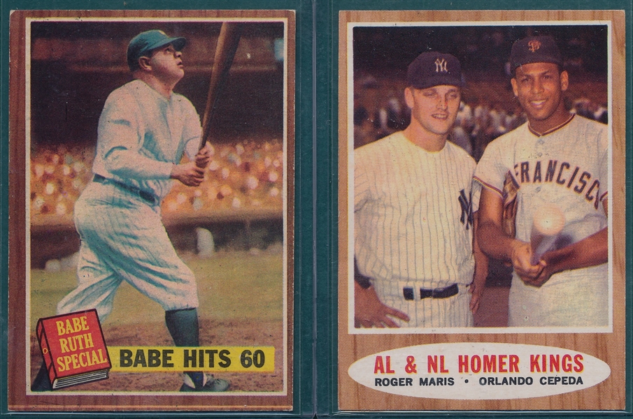 1962 Topps #401 HR Kings & #139 Babe Hits 60, Lot of (2)