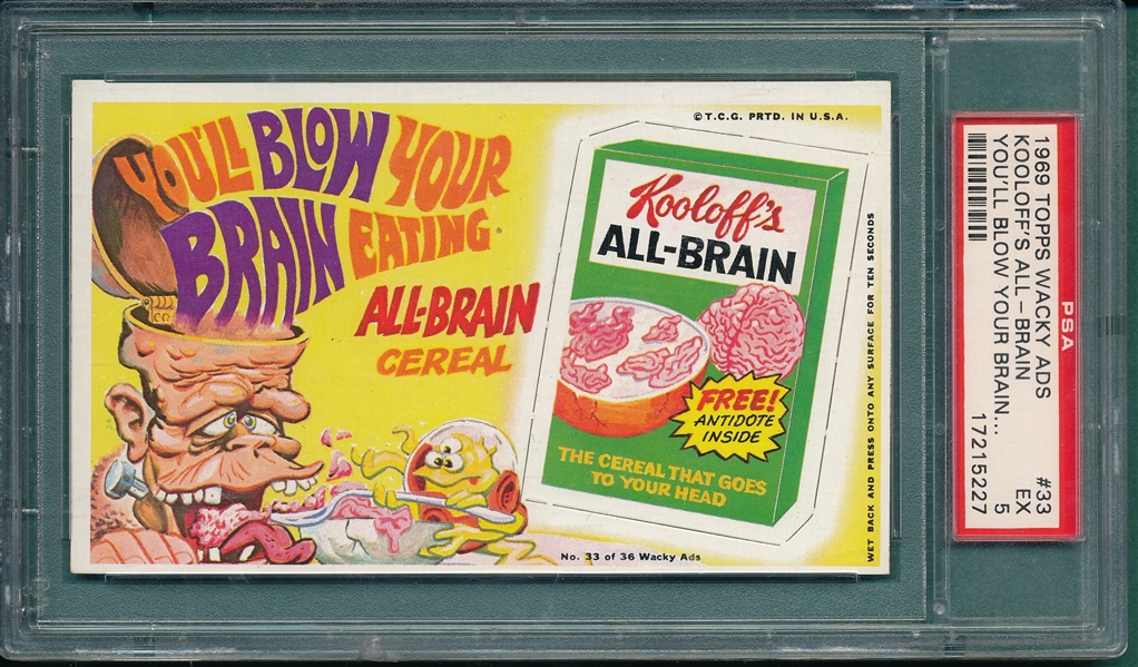 1967 Topps Wacky Ads #33 Kooloff's All-Brain PSA 5