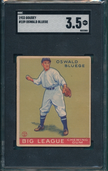 1933 Goudey #159 Oswald Bluege SGC 3.5