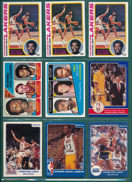1972-85 Basketball Lot of (9) Kareem Abdul-Jabbar