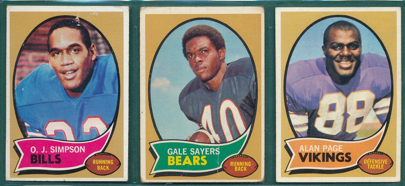 1970 Topps FB Lot of (3) W/ Page, Sayers & Simpson *Rookies*