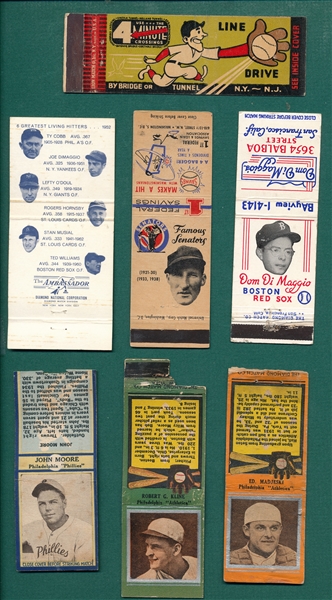 Baseball Themed Matchbooks Lot of (14) W/ Joe Dimaggio & Cobb