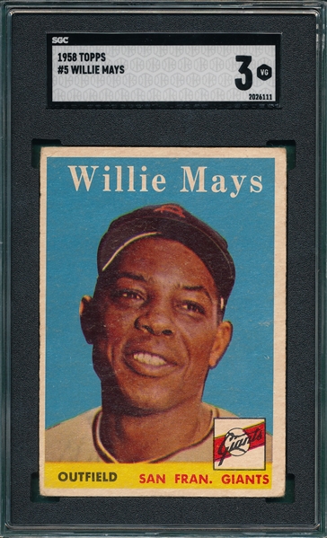 1958 Topps #5 Willie Mays SGC 3